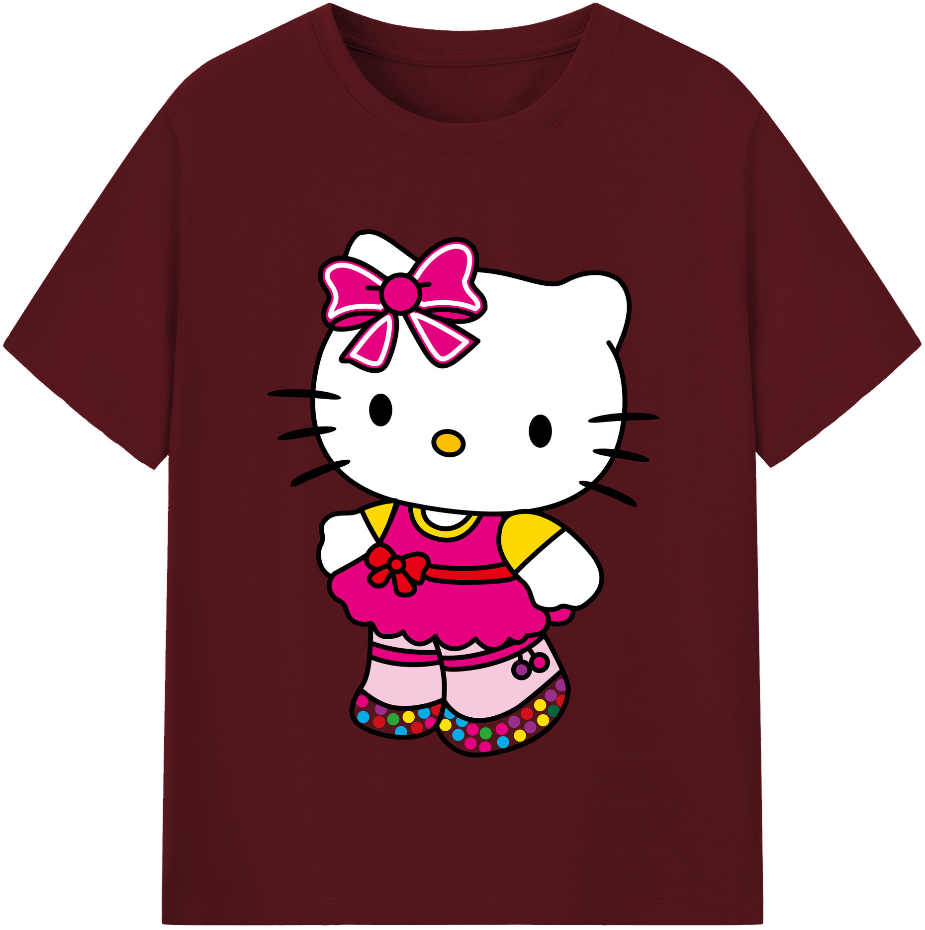（画像用） Hello Kitty ハローキティ 綿100％半袖Tシャツ（フロントプリント）